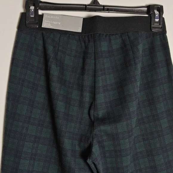 TALBOTS NWT Soho Leggings Green/Blue Tartan Print Size 2 - Picture 11 of 16